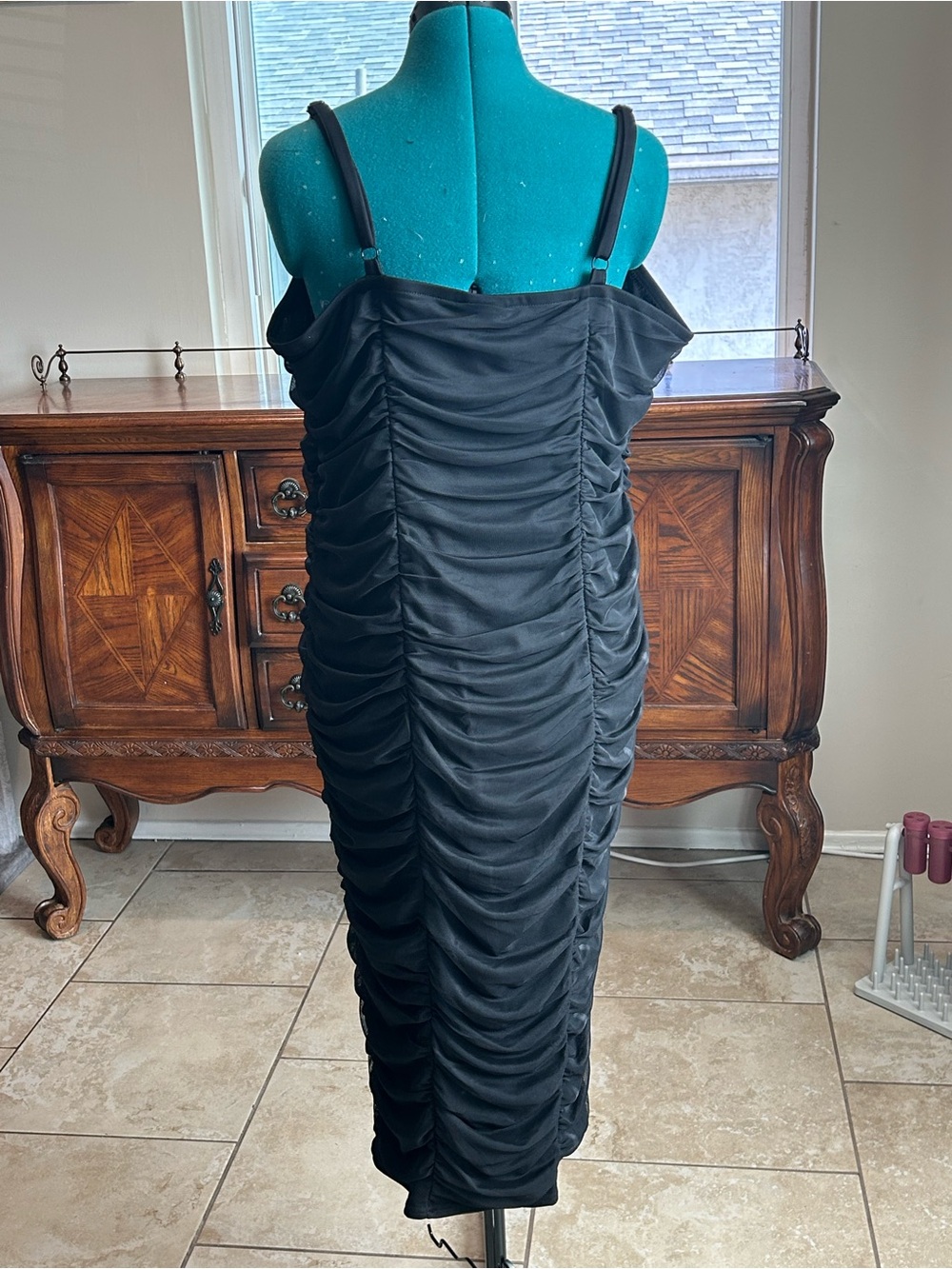 Torrid Midi Mesh Shirred Bodycon Dress - Picture 6 of 6